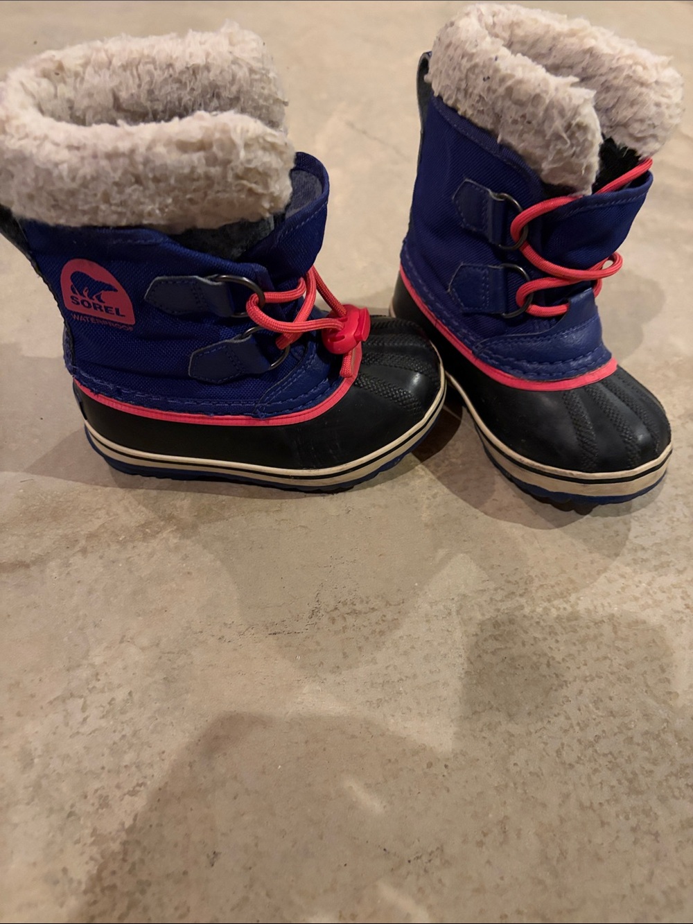 Sorel Kids Navy and Pink Faux-Fur Snow Boots